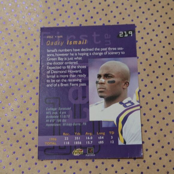 Qadry Ismail #219 Football Card - Picture 2 of 2